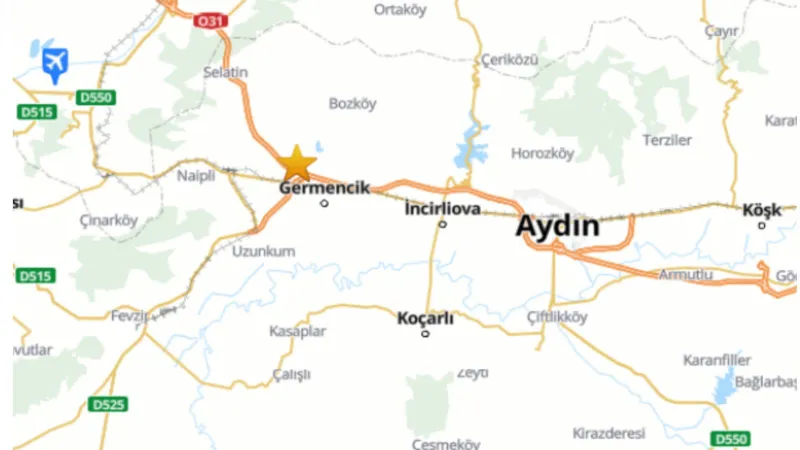 Aydın Germencik merkezli 3,8 büyüklüğünde deprem