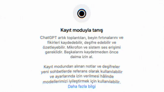 ChatGPT için sunulan kayıt modu “Plus” abonelere de açıldı