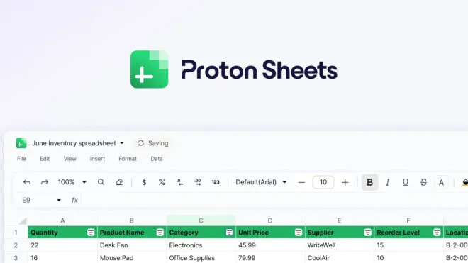 Proton, Google Sheets rakibi Proton Sheets’i duyurdu