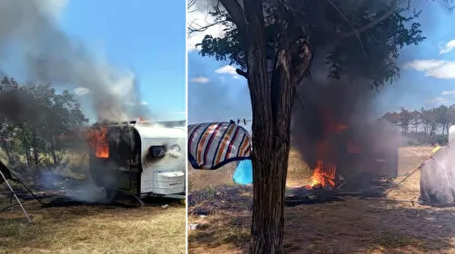 Saros'ta Karavan Kabusu! Alevler İçinde Kalan Tatil Hayalleri
