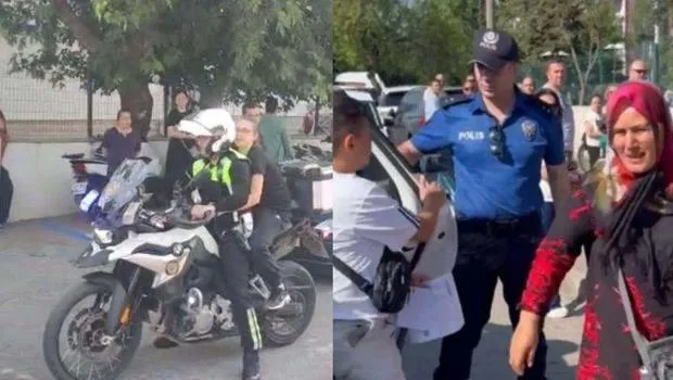 Sınava geç kalan öğrencilerin imdadına polisler yetişti